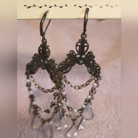Vintage‎ Chandelier Earrings with Filigree Design (Pierced) - Picture 3 of 11